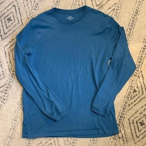 J. Crew Men's Blue Heritage Tee Relaxed Fit Long Sleeve Shirt